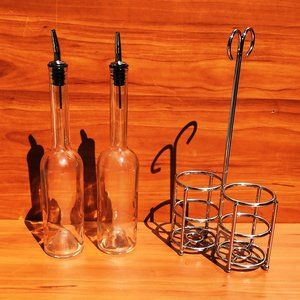 🥗Oil & Vinegar Caddy Glass Bottle w. Pour Sprout